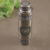 Stainless Steel Oxidised Worked Water Bottle 1000 ml | Durable, Leak-Proof, Easy Grip, Rust Free, Easy-to-Clean, Odour-Free Bottle with Secure Cap for School, Travel, Gym & Work (Silver)