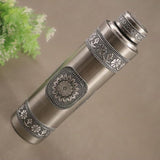 Stainless Steel Oxidised Worked Water Bottle 1000 ml | Durable, Leak-Proof, Easy Grip, Rust Free, Easy-to-Clean, Odour-Free Bottle with Secure Cap for School, Travel, Gym & Work (Silver)